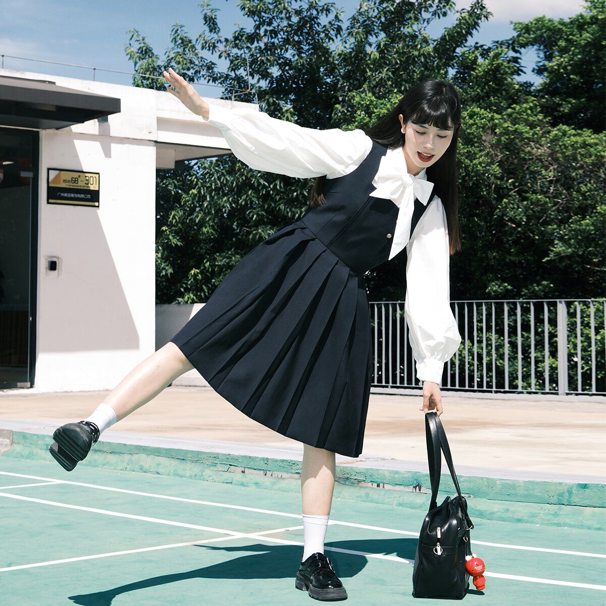 樱花家族jk制服【青野元】优雅昭和感日系背心连衣裙衬衫长袖套装