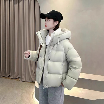 yunson 平湖连帽高端白鸭绒羽绒服女2025冬新款短款小个子面包服
