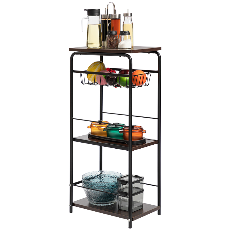 夹缝置物架厨房冰箱外侧面抽屉式储物架窄缝滑轮收纳推车