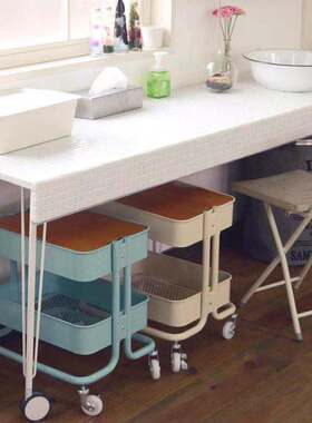 出口日本北欧铁艺小推车客厅沙发边几储物多功能桌电脑桌实木复古