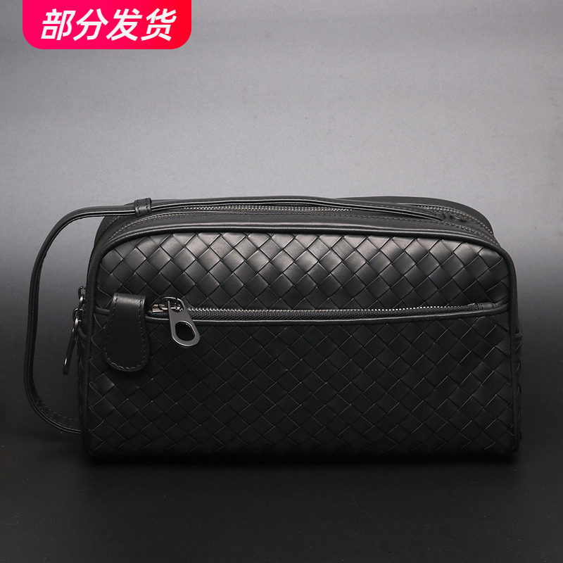 新款手包男款 真皮编织双拉链 时尚男包潮流男士包包手提包手拿包