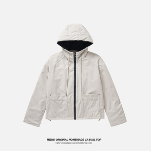 SOINKU冬日来信撞色加绒加厚棉服棉衣袄巨好看的初冬外套中性风