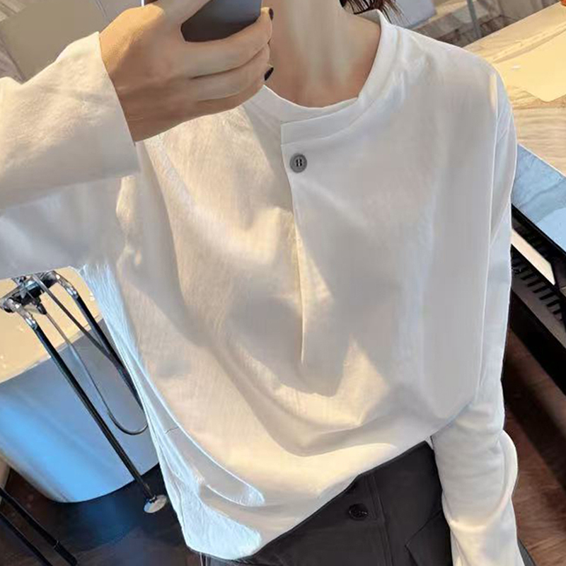 SOINKU韩系高级长袖T恤女士打底衫巨好看的早秋独特上衣内搭穿搭