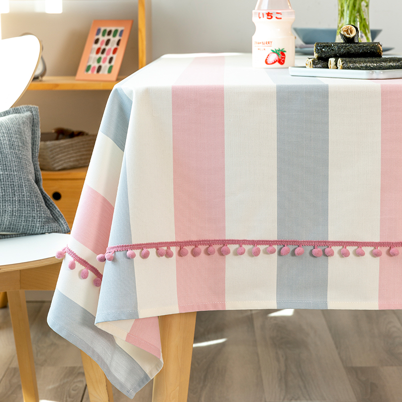 桌布布艺长方形茶几布欧式简约粉灰书桌布正方形圆桌布餐桌布定制