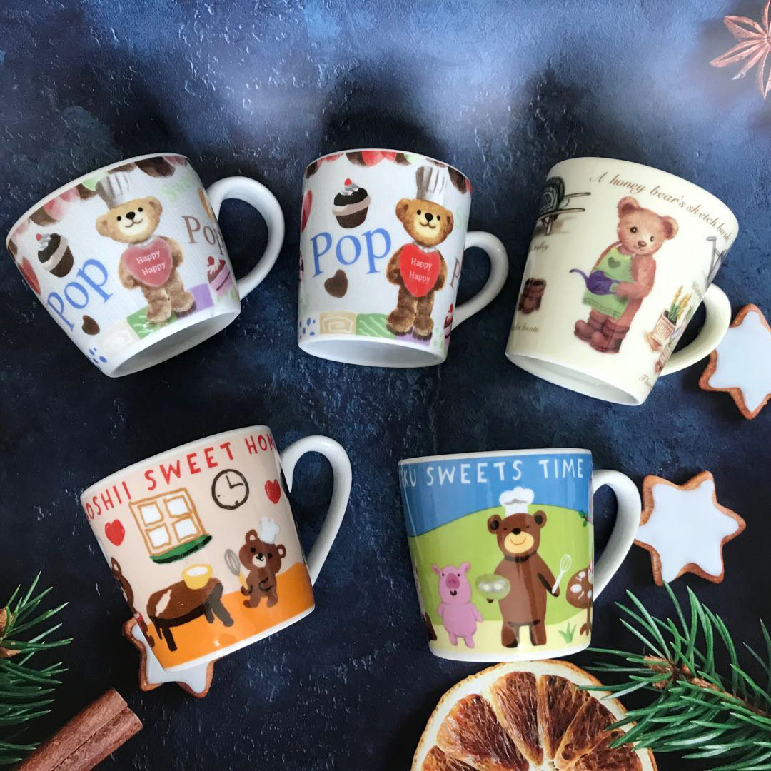 日单杂货陶瓷小奶杯卡通熊动漫熊儿童杯子厨师熊咖啡杯茶杯超可爱
