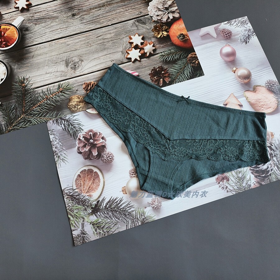 三140-155斤中东皇家NAY青黛色高弹罗纹棉质中腰女宽边包臀平角裤