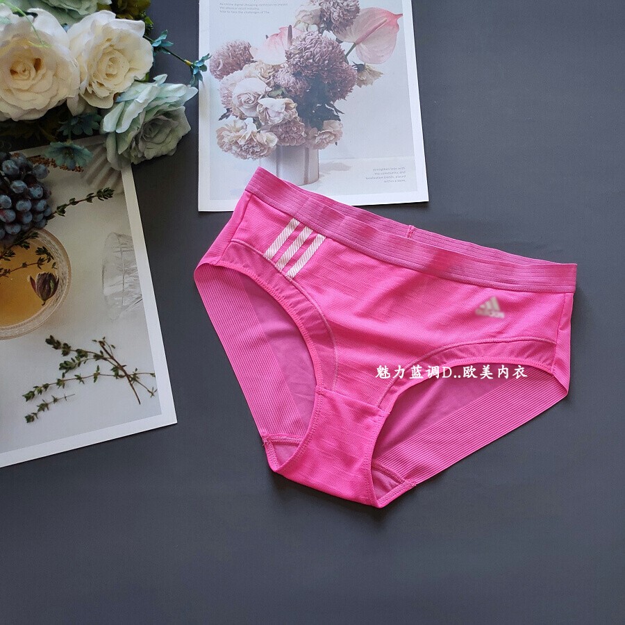 三 95-140斤韩国ADS艳丽芭比粉酷感运动速干中腰女包臀无痕三角裤