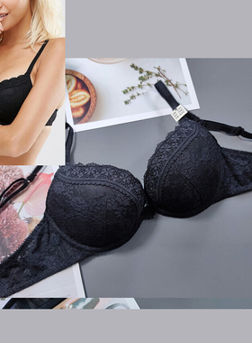 两件包邮70C英国NLK黑色软棉3/4立体杯蕾丝上薄下厚杯聚拢深V文胸