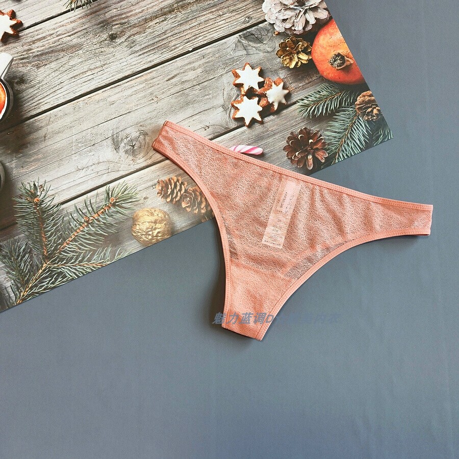 三90-150斤法国DAR肉桂橘透明网纱性感低腰女窄边半臀大码三角裤