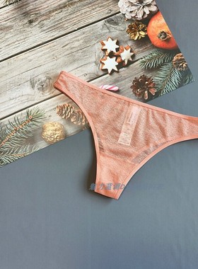 三90-150斤法国DAR肉桂橘透明网纱性感低腰女窄边半臀大码三角裤