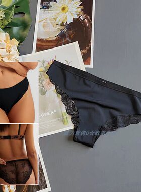三95-155斤 英国NLK黑色薄冰丝中低腰女软蕾丝内裤性感无痕三角裤