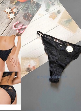 三100-115斤 波兰SIN黑色个性软蕾丝性感女中低腰细带半臀三角裤