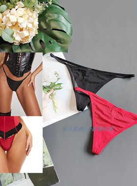 三95-165斤 美国LAD黑红色透明单层网纱性感低腰女细带丁字裤T裤