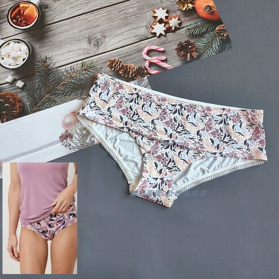 三100-155斤法国TEX碎花超柔冰丝内裤性感中低腰女宽边包臀三角裤