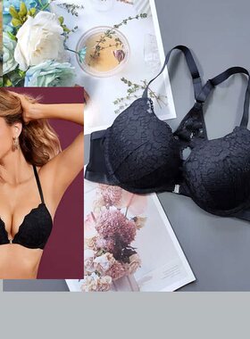 两件包邮70C75A80E85D90E黑色DOB上薄下厚薄款蕾丝前扣聚拢文胸