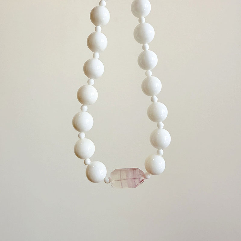 【孤品】天然水晶贝壳奶白色项链温柔甜美可爱颈链choker萝风配饰