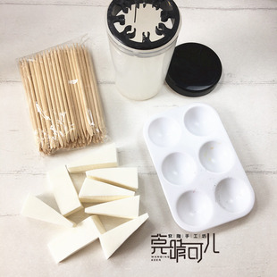 软陶粘土模型手办手绘上色制作工具调色盘洗笔桶海绵块小木棒胸针