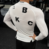 BKCXZICE大字母美式 速干运动健身衣GI面料篮球训练紧身衣长袖 T恤