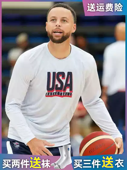 Usa Dream Team Sports Long-Sleeved T-Shirt Men's Curry Durant James Basketball Training Shooting Warm-Up Clothing