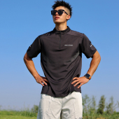 BKCXZICE冰丝凉感亲肤速干运动T恤半拉链户外跑步健身骑行服短袖