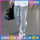 破冰美式 男 透气厚字母印花宽松直筒微喇卫裤 潮牌运动休闲长裤 秋季