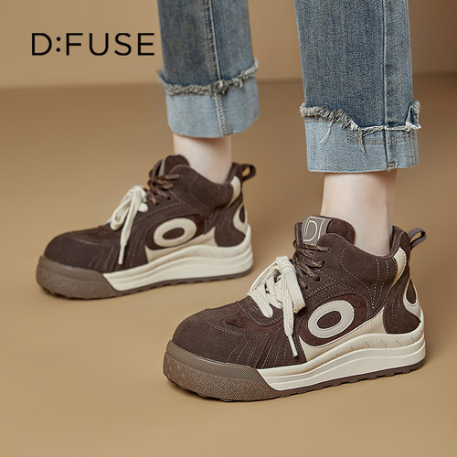 迪芙斯春季厚底高帮板鞋女