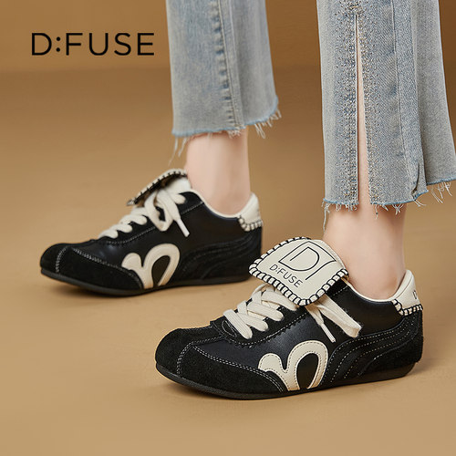 迪芙斯新款复古翻盖德训鞋女