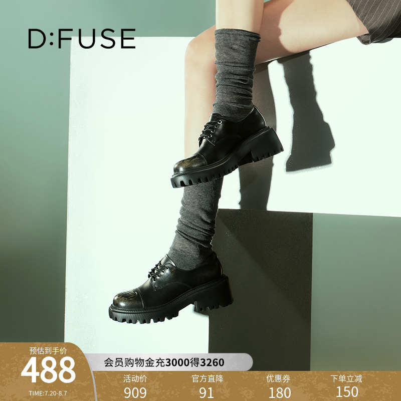 立体印花轻便厚底德比鞋