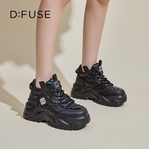 迪芙斯春季新款厚底高帮板鞋女