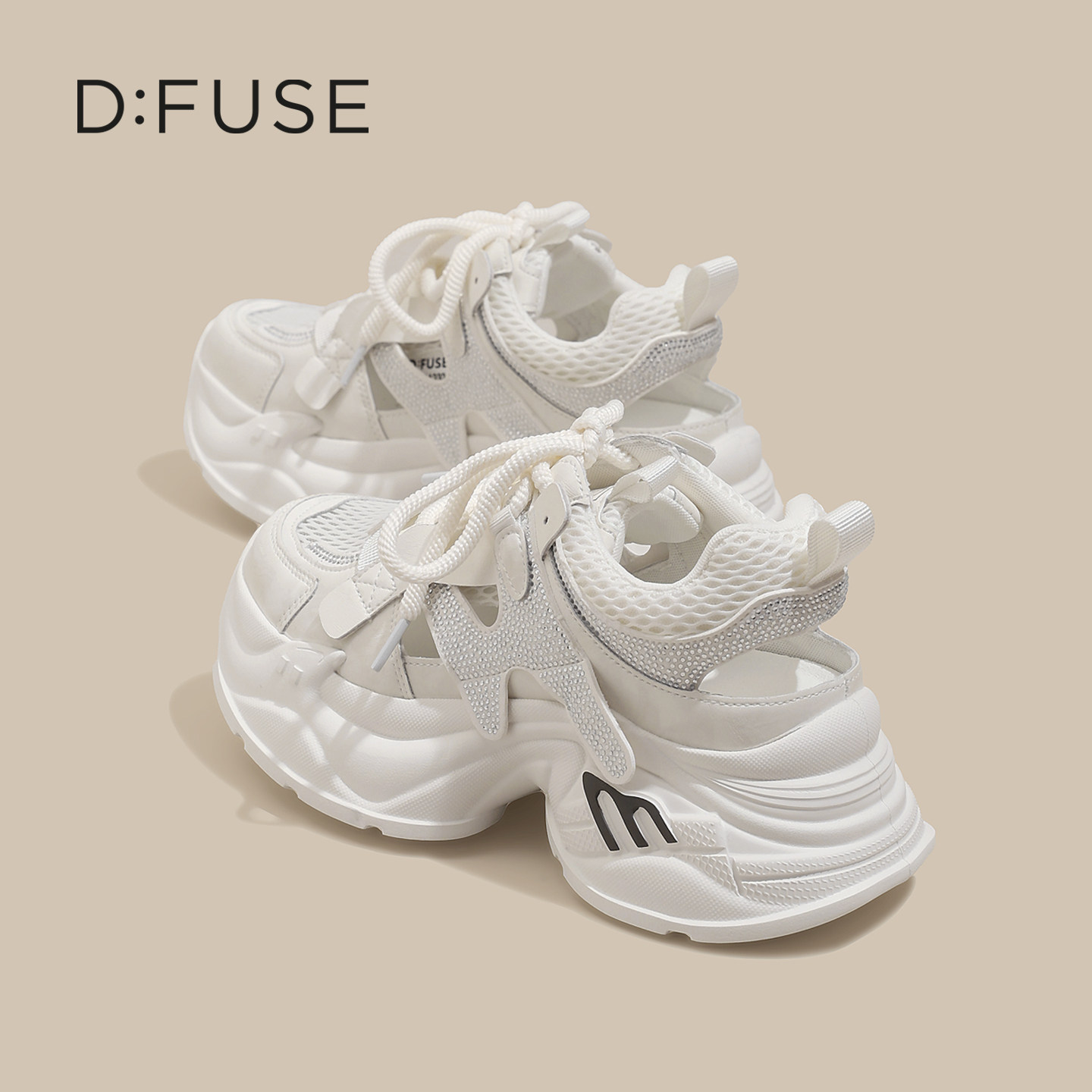 迪芙斯运动凉鞋女款夏季2026新款厚底增高女士包头镂空超火配裙子