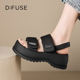 DFuse迪芙斯夏季 女 休闲百搭增高休闲凉鞋 松糕厚底露趾凉鞋 女新款
