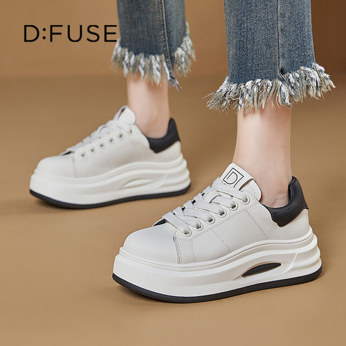 迪芙斯春季厚底简约小白鞋女
