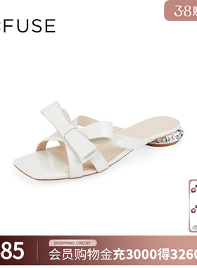 Dfuse迪芙斯2026春夏款简约舒适蝴蝶结方头银色凉拖鞋DF42110111