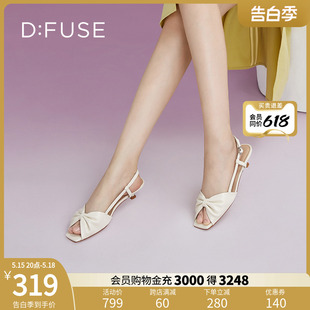 女DF32115343 羊皮蝴蝶结低跟小香风凉鞋 新款 DFuse迪芙斯夏季