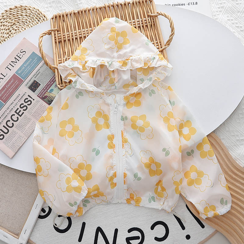 및 아동용 자외선 차단 의류 세련되고 얇고 통기성이 있으며 자외선 차단 자외선 차단 의류 여아용 피부 의류 에어컨 의류 재킷