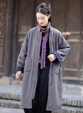 新中式加厚长款棉服国潮复古外套