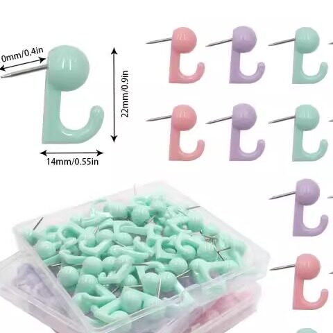 马卡龙色挂钩钉摁钉照片墙大头钉少女心钉子清新绿色彩色工字钉图片