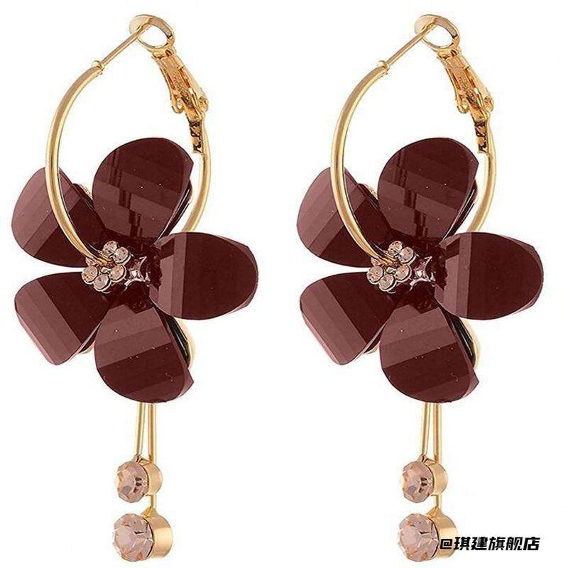 耳环耳环亚克力花朵气质新娘耳饰时尚圆圈大红色耳钉流苏流苏透明,珠宝/钻石/翡翠,耳饰,淘宝优惠券,粉丝福利购,淘宝优惠卷