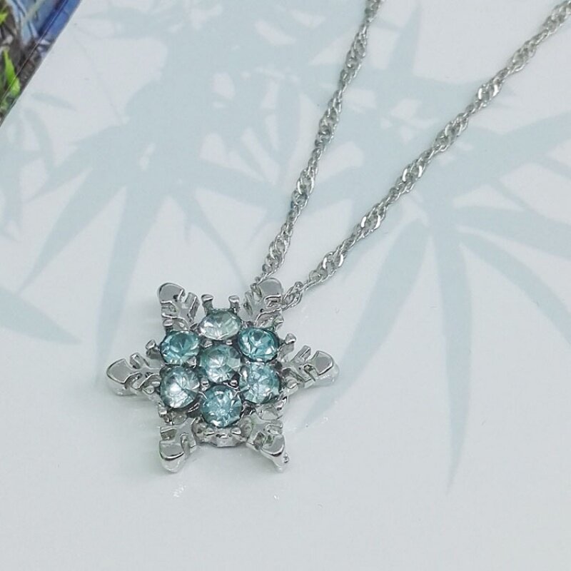 冰雪奇缘雪花项链儿童小孩子宝石首饰艾莎公主水晶吊坠银饰品女孩