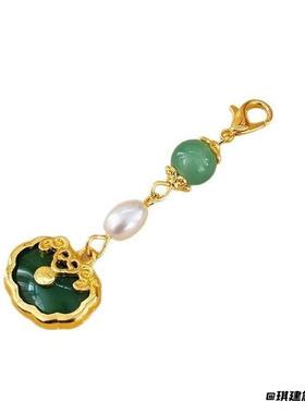 竹节平安扣沙金吊坠女手工中式