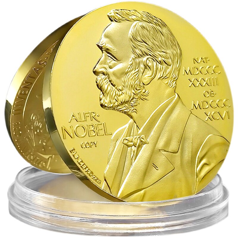 诺贝尔奖章奖牌纪念章立体浮雕人像徽章纪念币纪念品工艺品