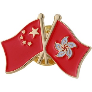 爱国装饰襟章紫荆花合金领章区徽旅游纪念章饰品徽章酒店区旗