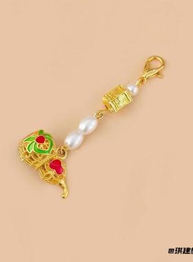 竹节平安扣沙金吊坠女手工中式