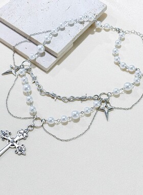 山茶花高亮百搭耳环饰品宫廷风蝴蝶小众ins个性项链设计仿珍珠