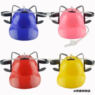 韩剧同款懒人饮料帽团建游戏户外啤酒帽懒人头盔帽子头饰创意