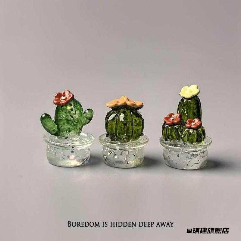 仙人掌摆件工位家居仙人球装饰电脑盆栽创意多肉仿真植物摆件电视