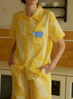 春夏双层纱布卡通纯棉女士睡衣短袖长裤休闲可外穿薄款家居服套装