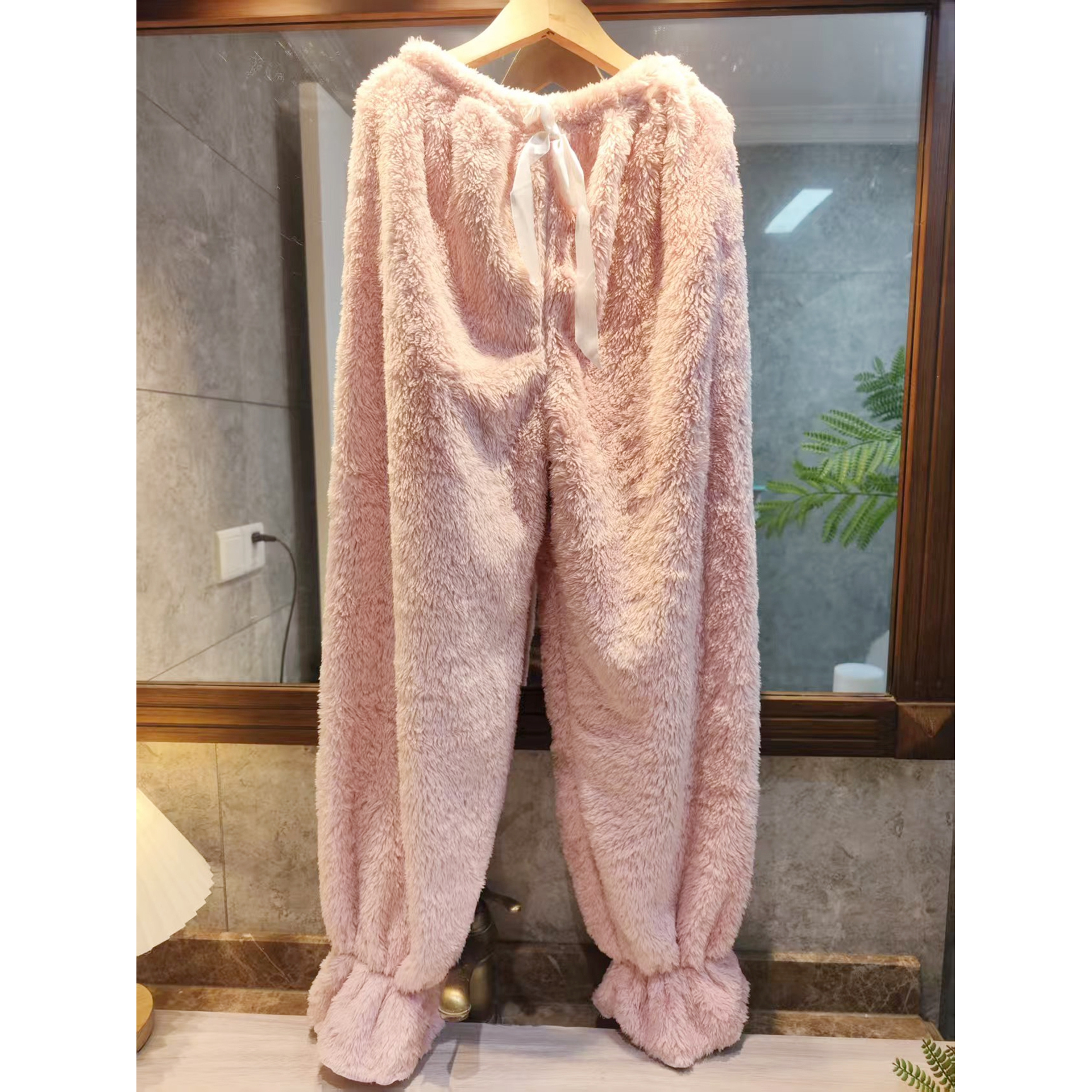 特价睡裤冬季保暖女加绒法兰绒高腰松紧缩口小脚珊瑚绒百搭家居裤