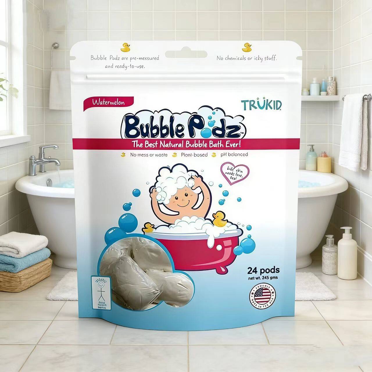 trukid儿童沐浴露洗发水二合一婴儿宝宝专用泡泡浴女童泡澡球泡沫