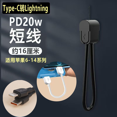 适用苹果14pro13max12se11手机iPhone6s7plus8Xr平板ipad充电宝PD20w短线typec转Lightning便携挂绳数据线